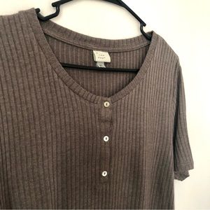 Brown Ribbed A New Day Top